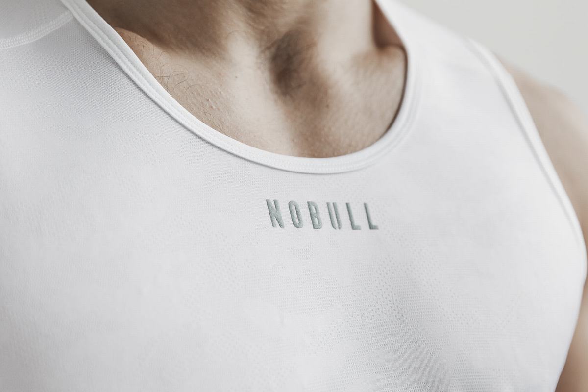 Nobull Lightweight Textured Men's Tank Tops White Camo | Australia (ZN2840)